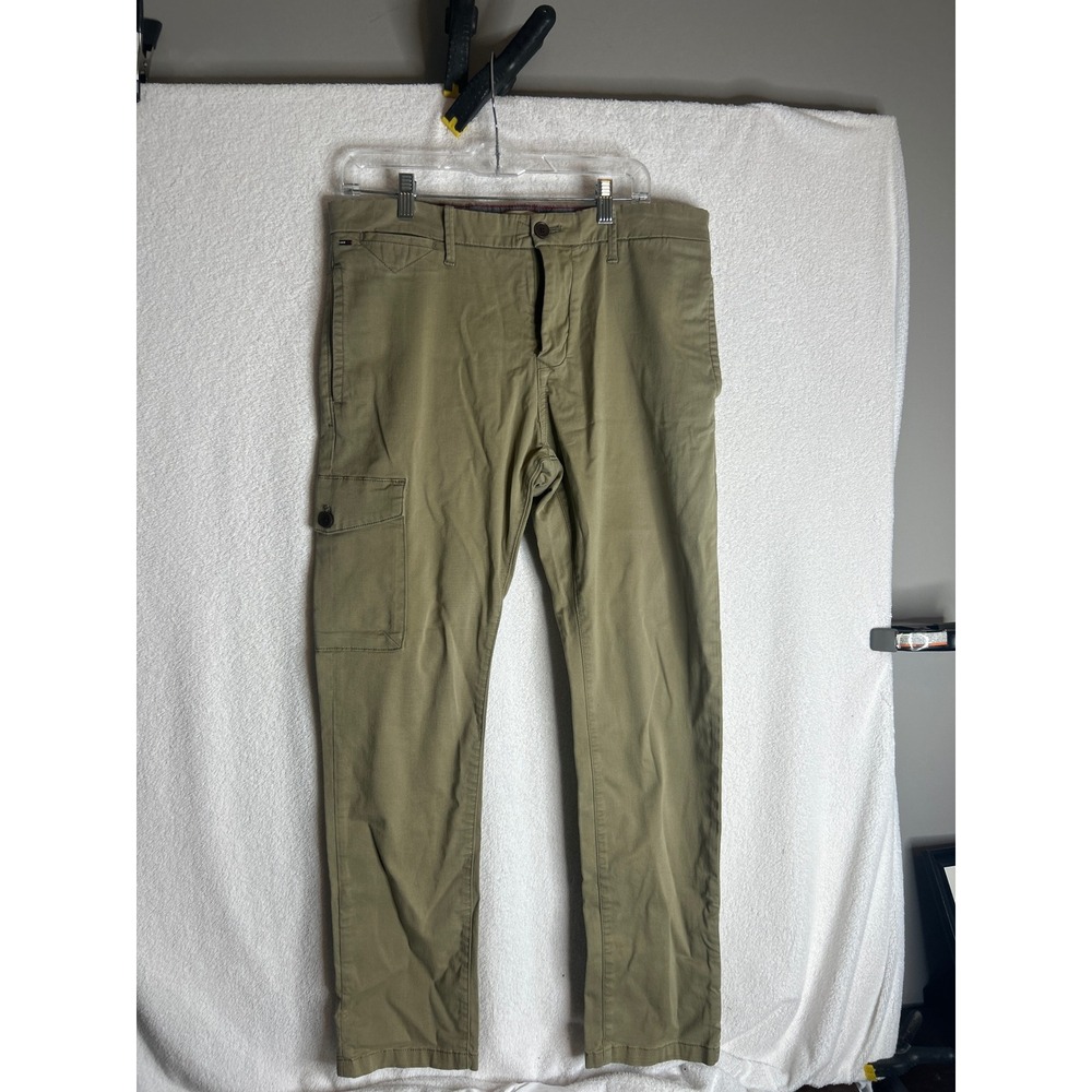 Hilfiger Denim Mens Cargo Pants 33x32 Khaki Slim Fit Stretch Chino